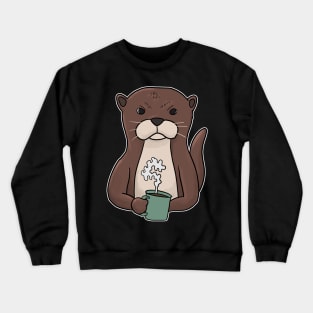 Grumpy Otter with Coffee Morning Grouch Crewneck Sweatshirt
